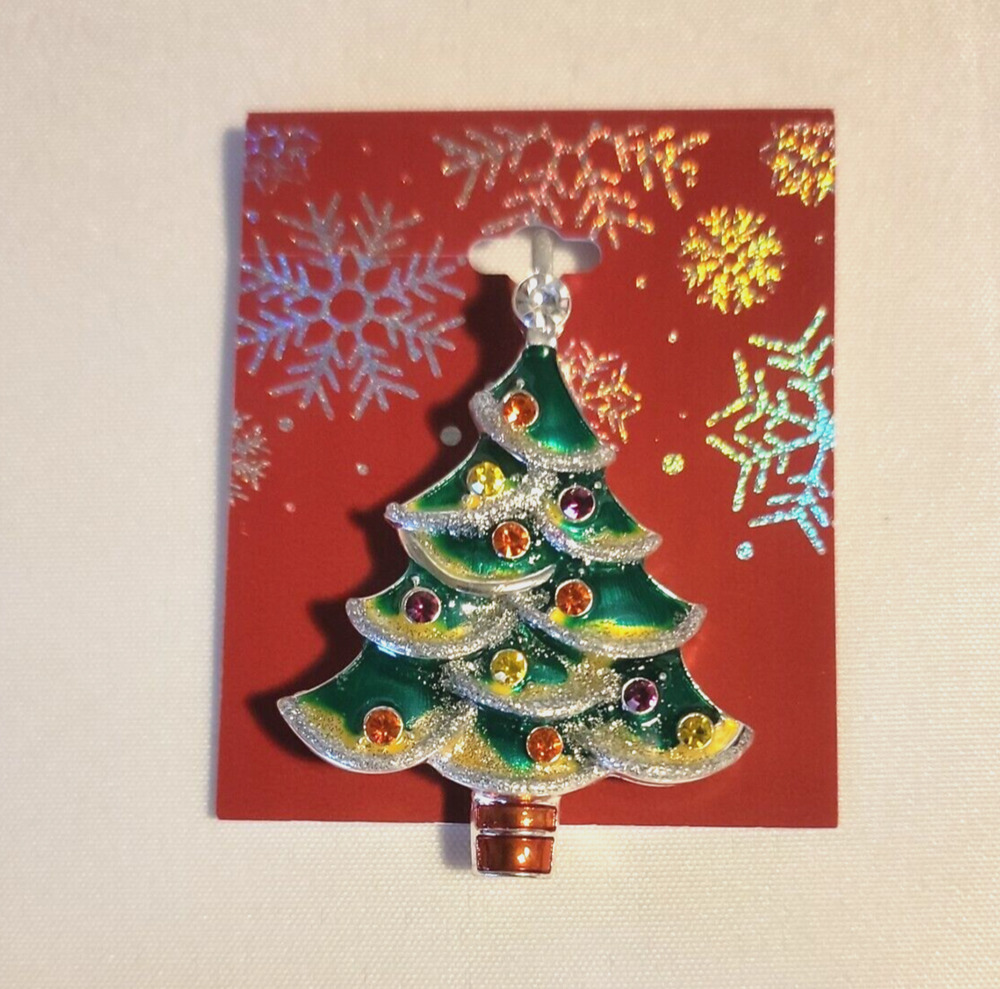 Kohl's Christmas Tree Brooch Rhinestones Colorful